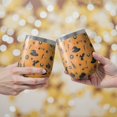 thumbnail image 2 of 12oz Stemless Wine Tumblers Halloween Witchy Icons on Orange Pattern Vacuum Insulated Stainless Steel Travel Tumbler Cups Mug with Lid and Straw for Champaign,Cocktail,Beer with Cleaning Brush, 2 of 5