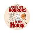 thumbnail image 2 of HOARBOEG Halloween Funny Door Sign Letter Pattern Circular Wood Sign Decoration, 2 of 8
