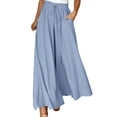 thumbnail image 1 of Pantalones de yoga de cintura alta y pierna ancha para mujer - Pantalones palazzo boho beach, elásticos, con aberturas laterales, opciones de tallas grandes, 1 of 6