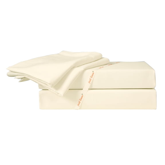 Just Linen 350 TC 100% Cotton Sateen, Solid Color, King 4 Piece Sheet Set with 18 Inches Deep Pocketed Fitted Sheet