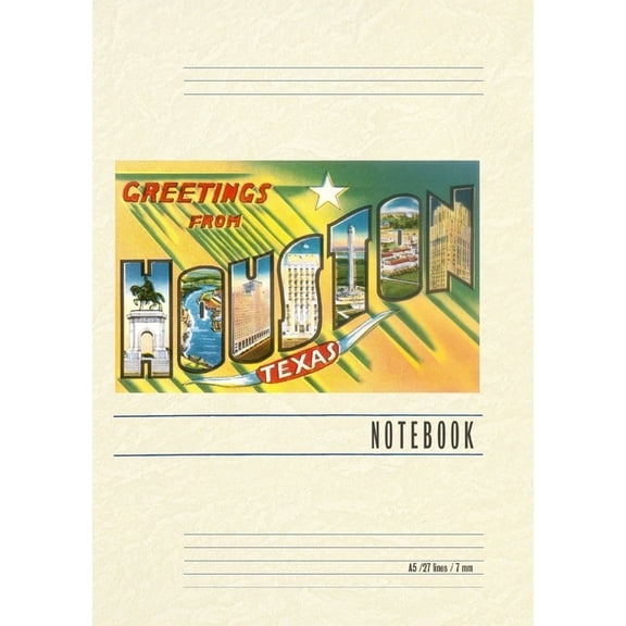 Vintage Lined Notebook Greetings from Houston, Texas, (Paperback)