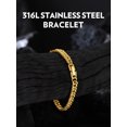 thumbnail image 5 of Bandmax 6MM 14K Gold Plated Cuban Chain Bracelets for Men Women Stainless Steel Miami Curb Link Hand Chain Wristlet Birthday Valentines Father Day Gift for Dad Son Husband Grandpa, 5 of 7