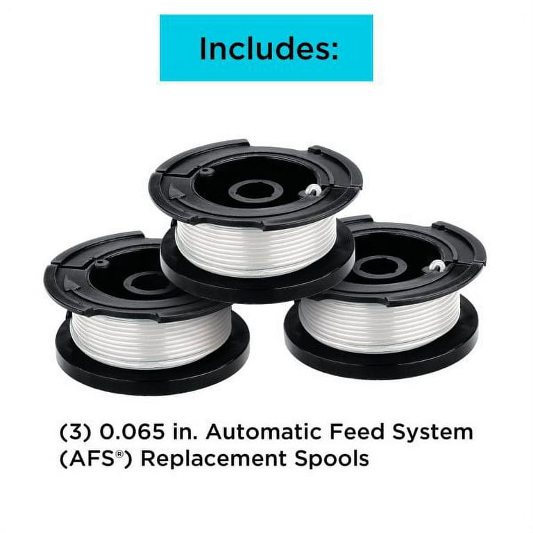BLACK+DECKER 0.065 in. x 30 ft. Replacement Single Line Automatic Feed Spool  AFS for Electric String Grass Trimmer/Lawn Edger/Mower AF-100-BKP 1 - The  Home Depot