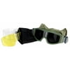 Lancer Tactical CA-203G Safety Airsoft Goggles w/ Interchangeable Multi Lens Kit (OD Green), Includes Smoked, Clear, & Yellow Lens