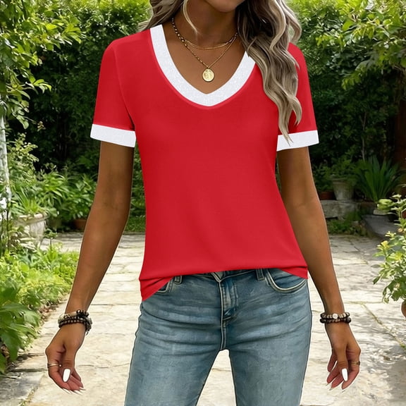 SKIYLEVZ Womens T-shirts Solid Color Womens Tops Lightweight Breathable Cotton Tunic Shirts Daily Wear Plus Size Available Summer Fashion