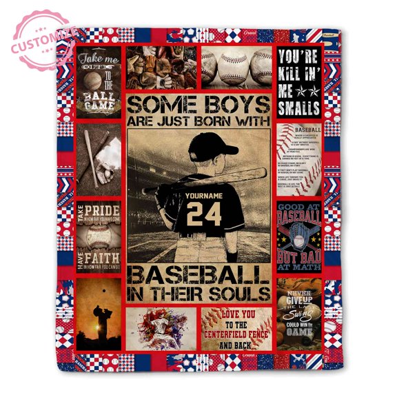 Lazaofficial Personalized Baseball Blankets, Baseball Blankets For Boys