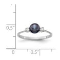 thumbnail image 5 of 14K White Gold Ring Band Pearl Diamond Round Freshwater Black, Size 8, 5 of 5