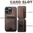 thumbnail image 5 of Removable Magnetic Wallet Case For iPhone 16,[Denim Grain Design] [Compatible With Magsafe] [With Card Slots] [Kickstand] 2-in-1 Detachable PU Leather Shockproof Wallet Case,Brown, 5 of 12
