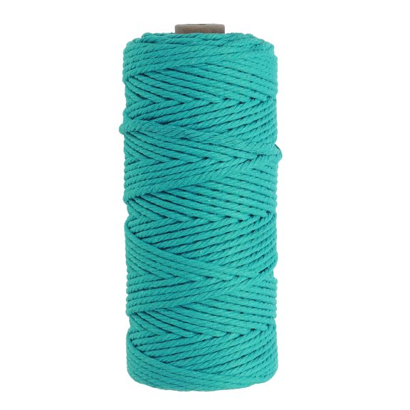 Uxcell 3 mm x 109 Yard Macrame Cord Soft Cotton Colored Crafts Yarn Rope Cyan Blue