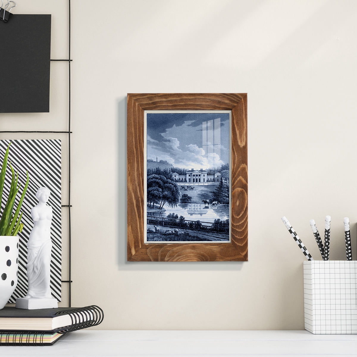 Estate View I -Framed Print w/glass-Walnut