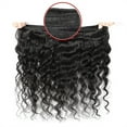 thumbnail image 3 of Deep Wave Brazilian Hair Bundles with Closure Free Part 3 Bundles with Frontal Closure Unprocessed Virgin Human Hair Extension, Natural Black, 3 of 6