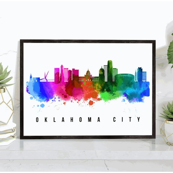 Pera Print Oklahoma City Skyline Oklahoma Poster, Oklahoma City Cityscape Painting Unframed Poster, Oklahoma City Oklahoma Poster, Home Office Wall Decor - 5x7 Inches