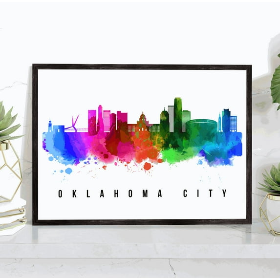 Pera Print Oklahoma City Skyline Oklahoma Poster, Oklahoma City Cityscape Painting Unframed Poster, Oklahoma City Oklahoma Poster, Home Office Wall Decor - 20x30 Inches