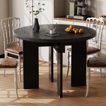 Rophefx 44.9" Modern Round Dining Table for 4, Solid Wood Kitchen Table for Dining Room, Black
