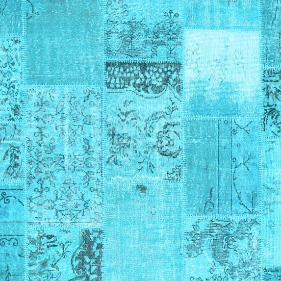 Ahgly Company Indoor Square Patchwork Light Blue Transitional Area Rugs, 8' Square