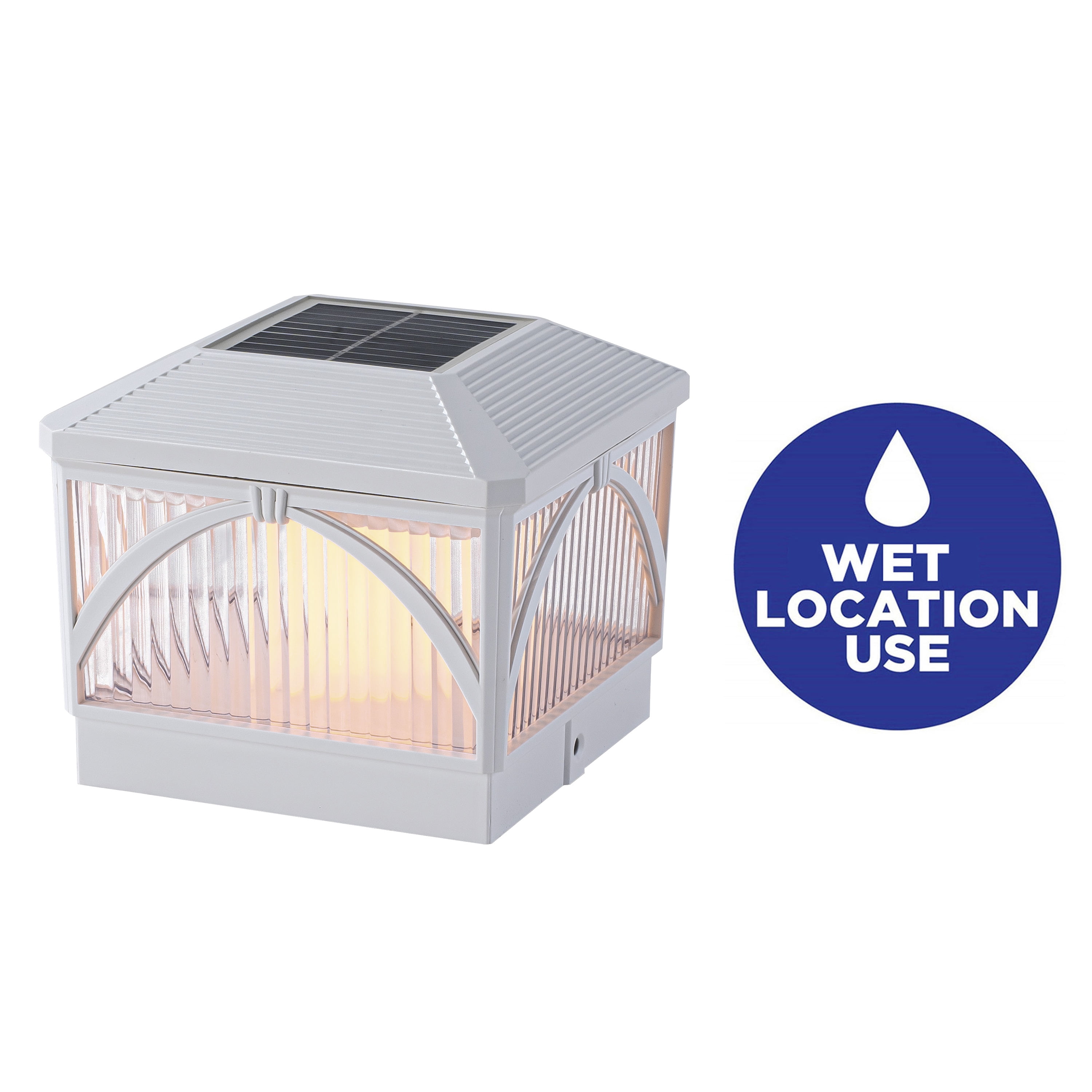C Cattleya 12-Pack Matte White Solar LED Outdoor Post Cap Lights with Ribbed Lens