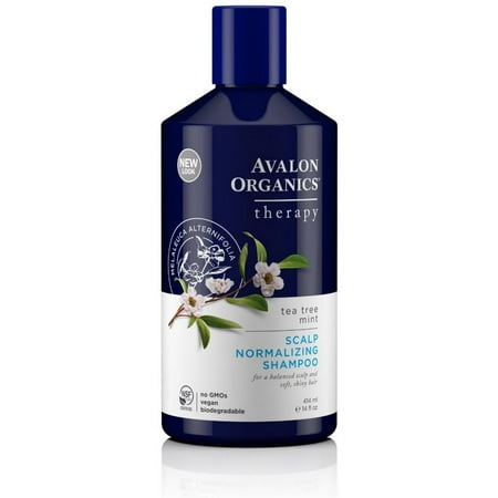 Avalon Organics Scalp Normalizing Therapy Shampoo, Tea Tree Mint 14 oz (Pack of 2)