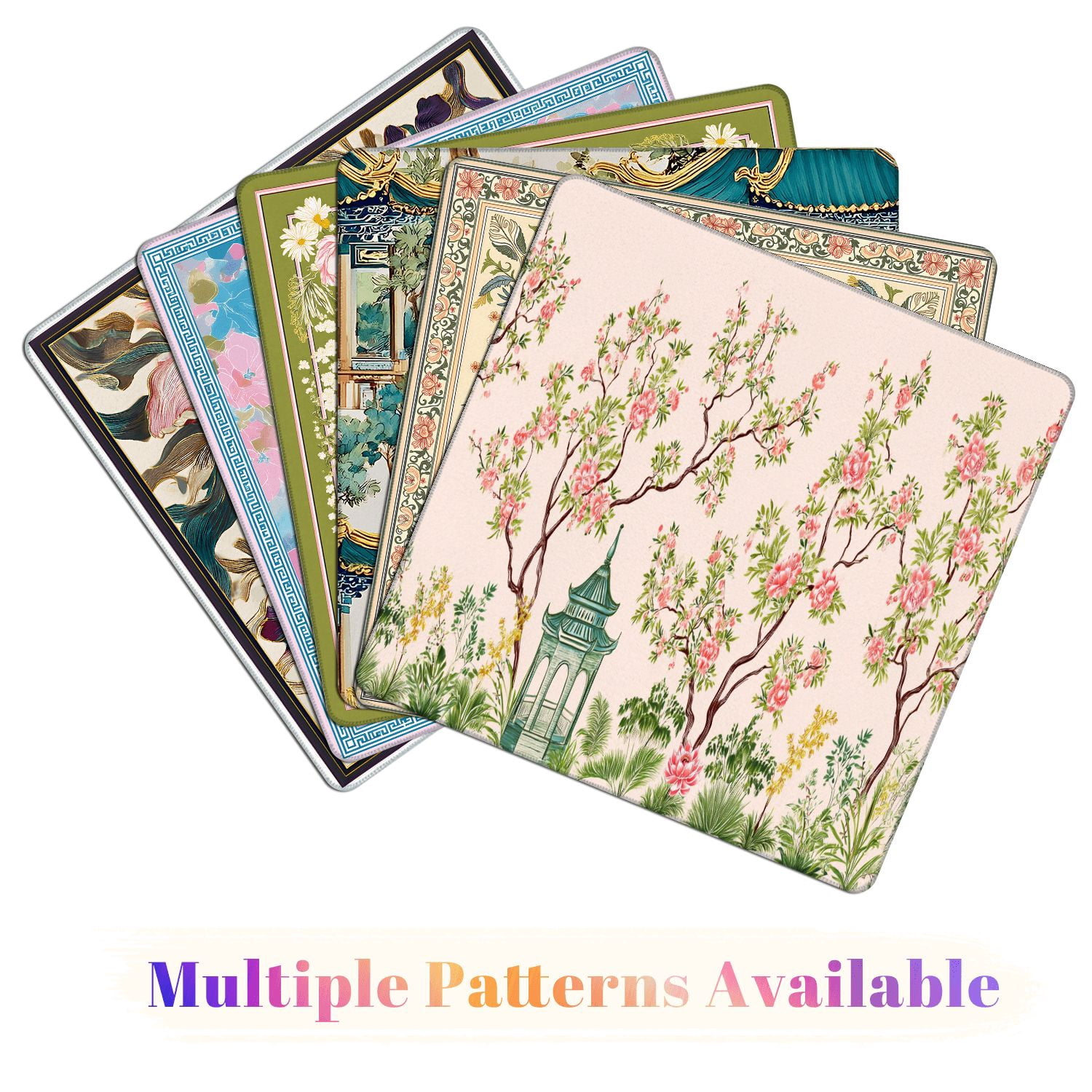 Mahjong Mat 31.5" x 31.5" Beautiful exotic chinoiserie seamless Hand drawn vintage Non-Slip Noise Reduction American Mahjong Tiles Table Cover for Dominoes Poker Card Board Games Gift