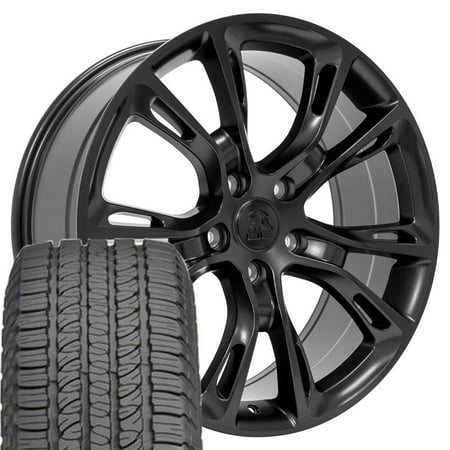 OE Wheels JP16 20 Inch Rims and Tires Fit Jeep Grand Cherokee Spider Monkey SRT8 Style 5x127 20x8.5 Satin Black - Hollander 9113 - Fortera HL 265/50-20 (Set of 4)
