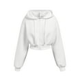 thumbnail image 2 of CAIXIA Zip Up Sweater Hoodie Women Zip Up Hoodie Long Sleeve Sweatshirt Hooded Jacket with Pockets,White, 2 of 4