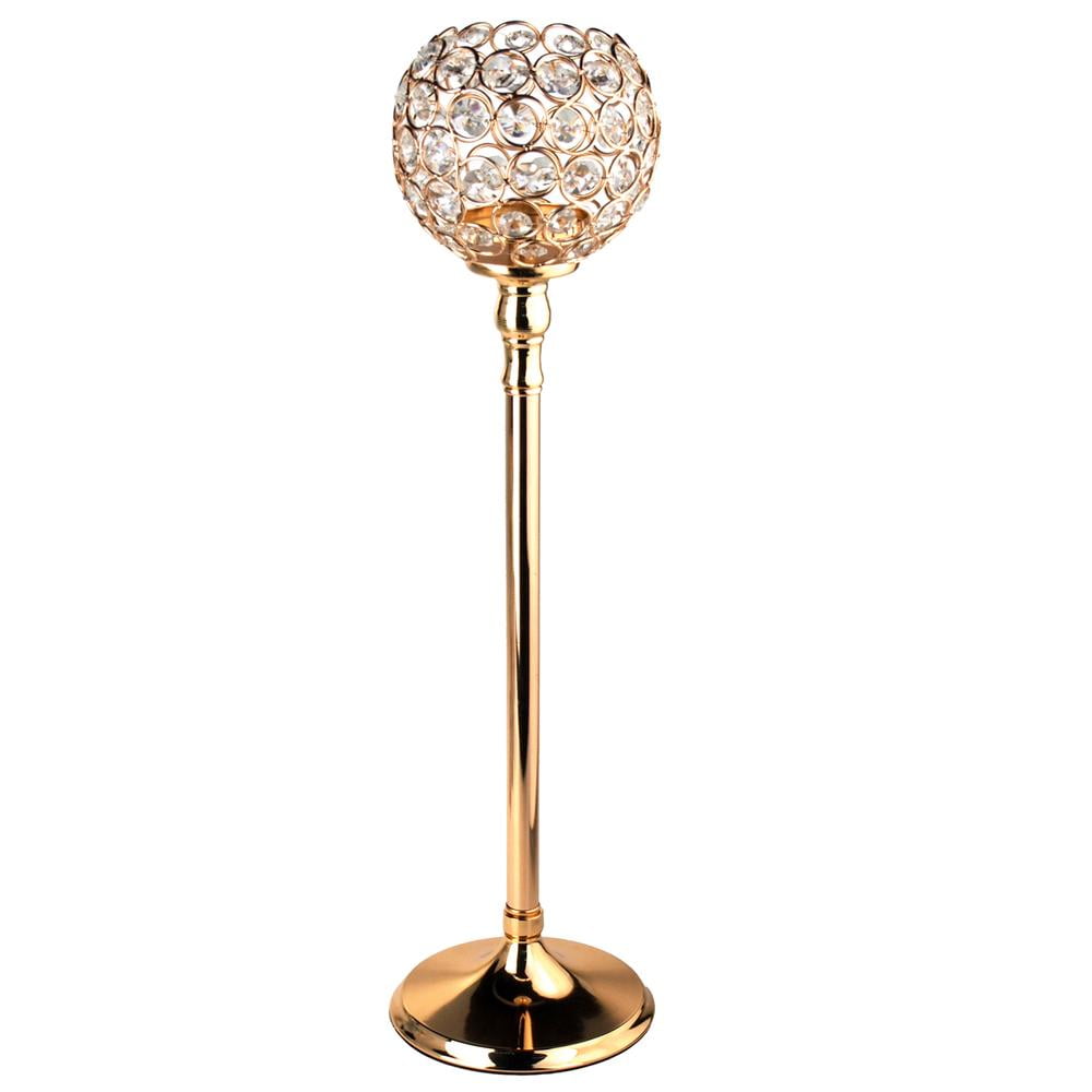 Crystal Globe Candle Holder Metal Centerpiece, Gold, 20Inch Walmart