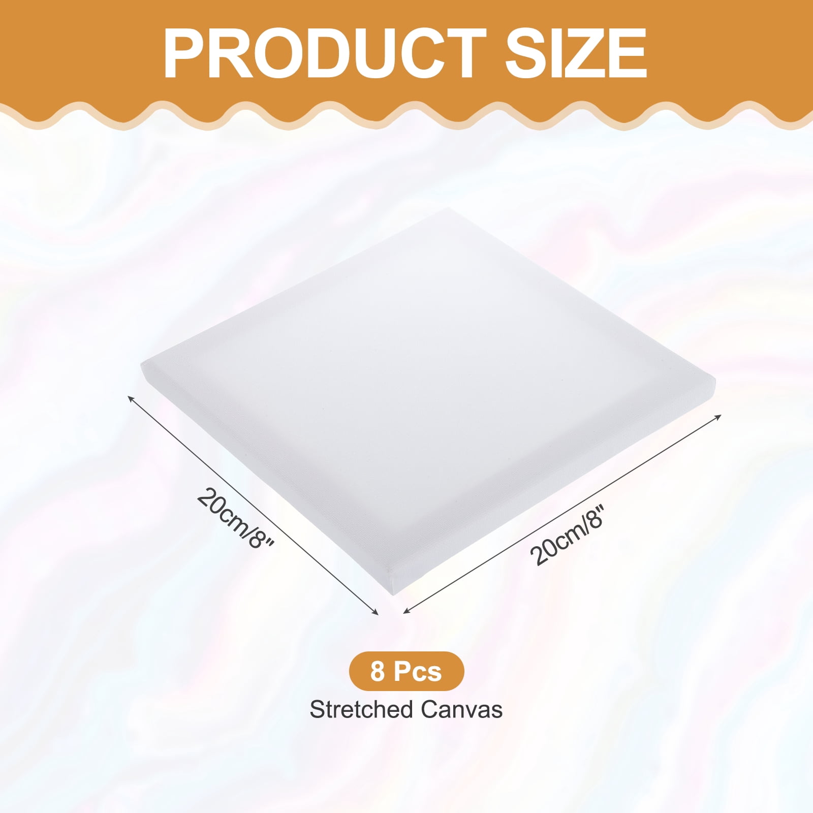 Uxcell 8 Pcs Stretched Canvas, 8x8" Artist Boards 9/13" Profile Cotton Panels,White