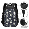 thumbnail image 3 of Saiise Lilies Flowers Pattern USB Travel Laptop Backpack for Men Women Multi Compartment USB Charging Port Breathable Back Padding Luggage Strap, 3 of 7