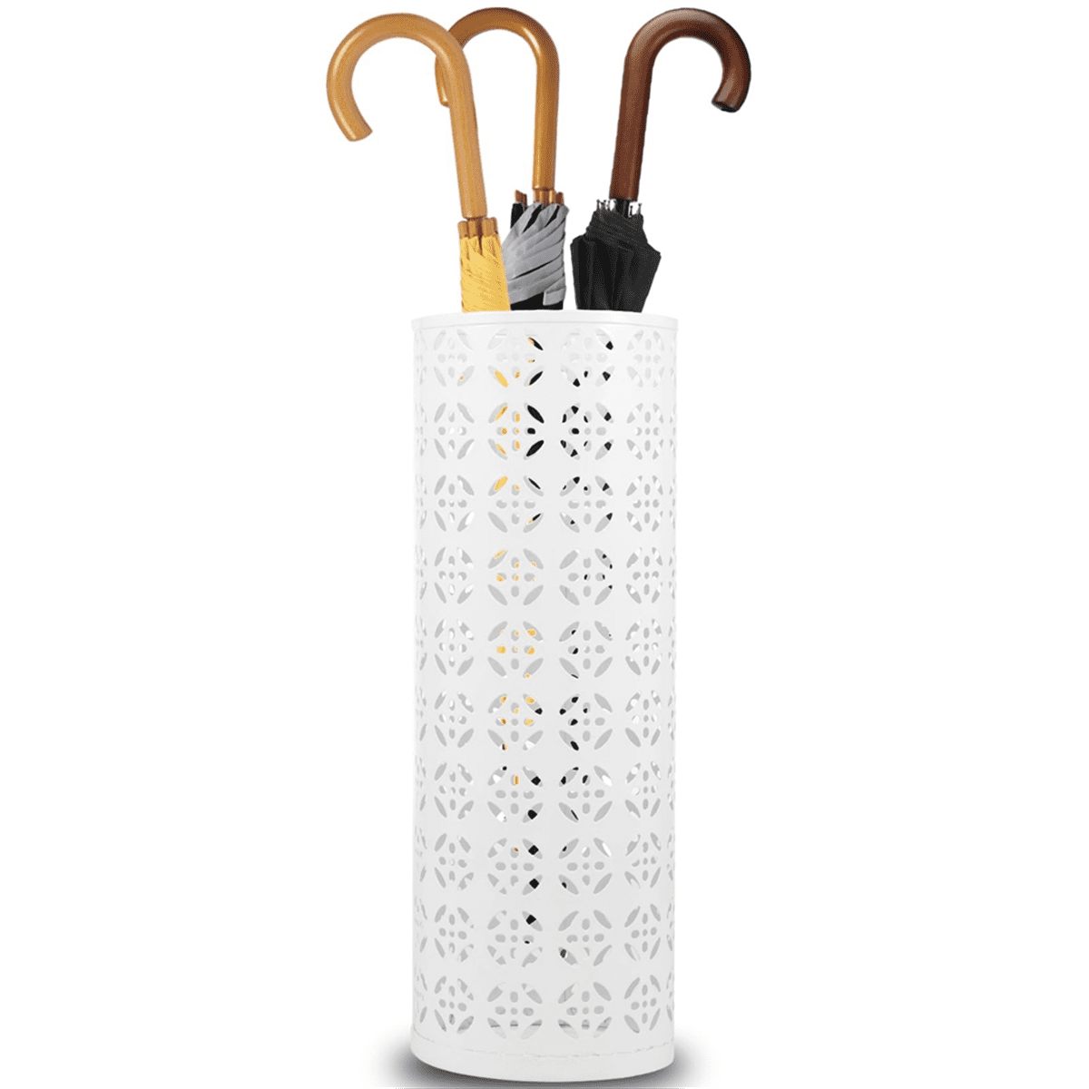 Metal Umbrella Stand, Circular Freestanding Entryway White