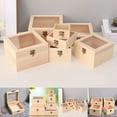 thumbnail image 3 of Wooden Square Hinged Storage Boxes Craft Gift Storage Container Dust Jewelry Box, 3 of 6