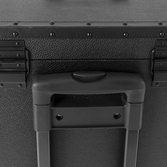 2 Drawers Floor Standing Large Storage Cosmetic Trolley Black Rolling Makeup Case with 4 Wheels 2 Brakes