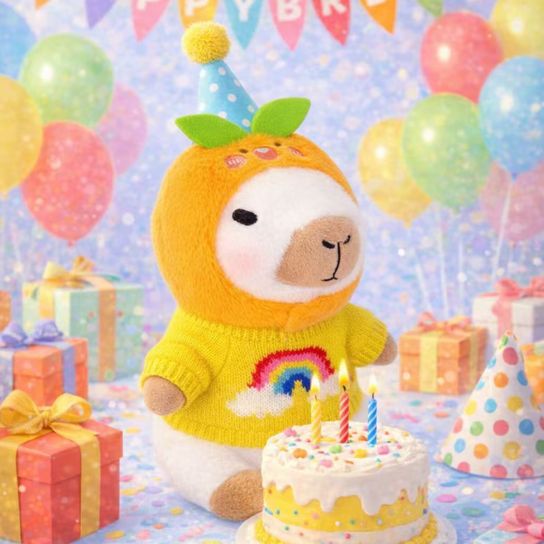 11PCS Plush Dress-Up Clothes & Accessories Set for 10.2 Inch Capybara Stuffed Animal, 4 Hats + 3 Mini Bags + 3 Knit Sweaters + 1 Dress, Mix & Match Outfit Kit