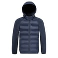 thumbnail image 7 of Mrmaere Men's Hooded Jacket Contrast Fabric Quilted Warm Outerwear for Daily & Casual Wear Blue L, 7 of 7
