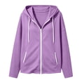 thumbnail image 5 of cocolona Hoodies for Women Solid Color Long Sleeve Fall Winter Drawstring Sweatshirts Loose Casual Zipper Jackets with Pockets, 5 of 7