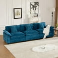 thumbnail image 4 of Modern Sectional Sofa Couch with Wider Armrest, Breathable Chenille Fabric 3 Seats Comfy Modular Couch with Double Layer Upholstered Seat Cushion for Living Room Bedroom, Apartment, Blue, 4 of 8
