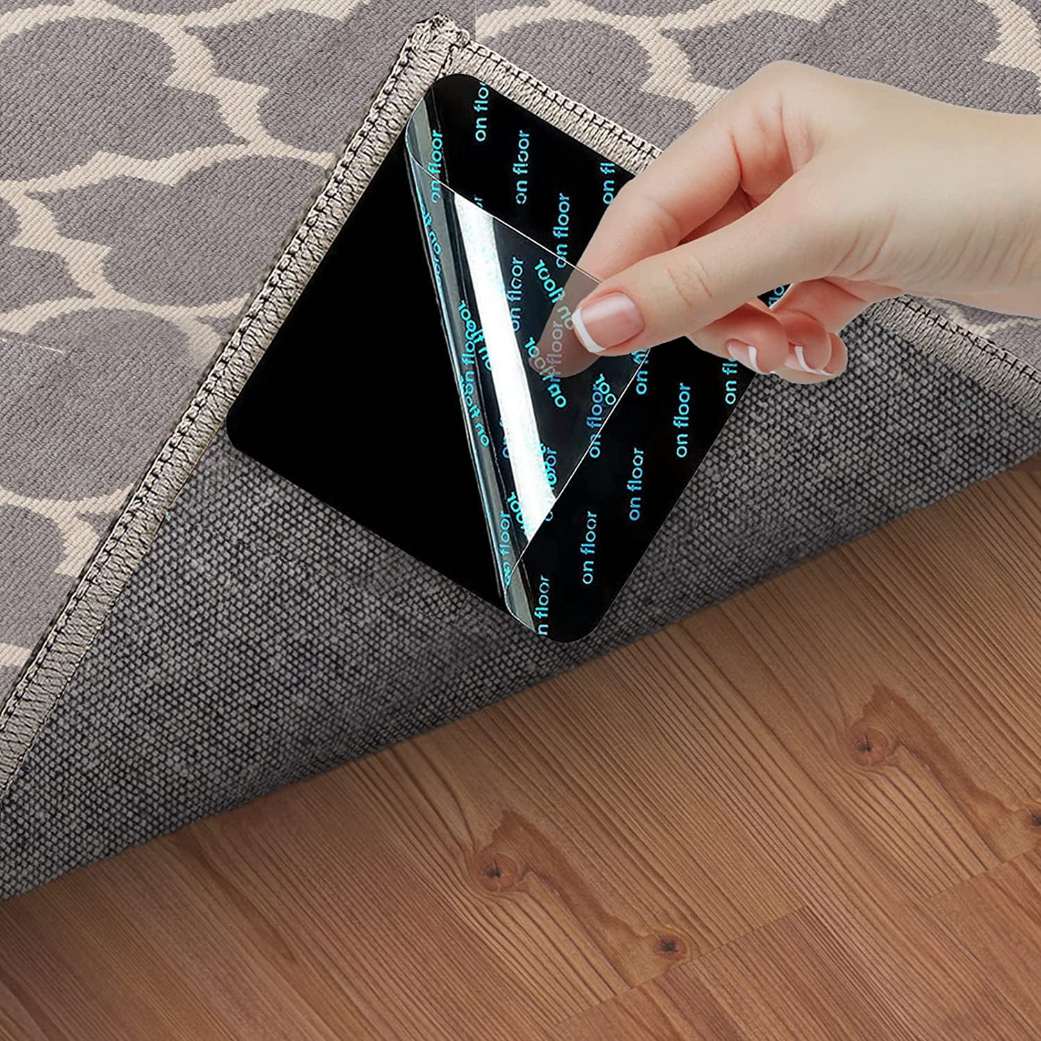 8 PCS Rug Pads Gripper, Non Slip Rug Tape for Hardwood Floors, 2022 New Upgated Washable