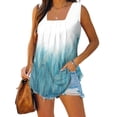 thumbnail image 2 of RKSTN Débardeurs pour Femmes Col Carré Sans Manches T-shirt Mode Confortable Imprimé Floral Blouse Plissée Décontractée Ample, 2 of 4