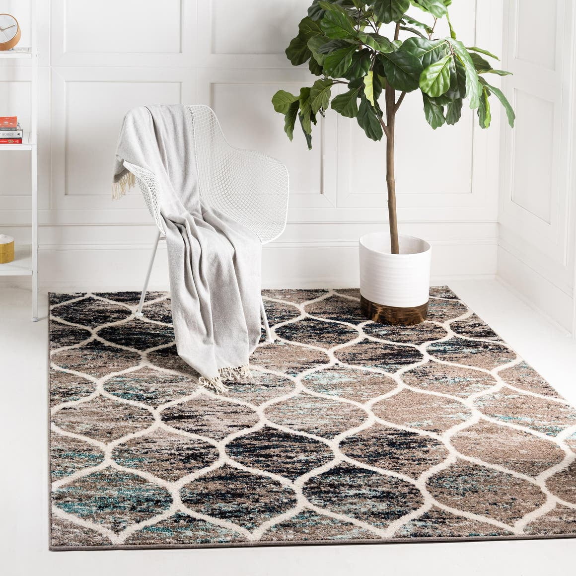 Rugs.com Lattice Frieze Collection Rug – 10' Square Blue Multi Medium ...
