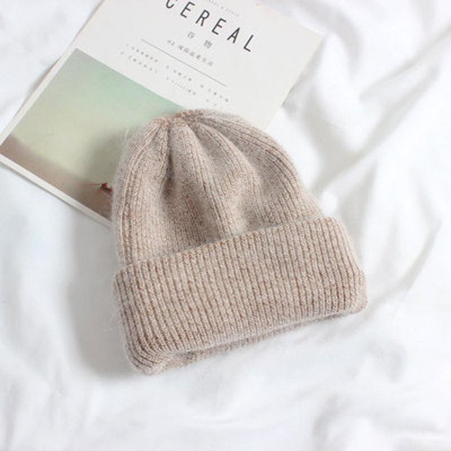 LinYooLi Laine Angora, Bonnet Tricoté pour Femmes, Pulls d'Automne et d'Hiver Bonnet Épais