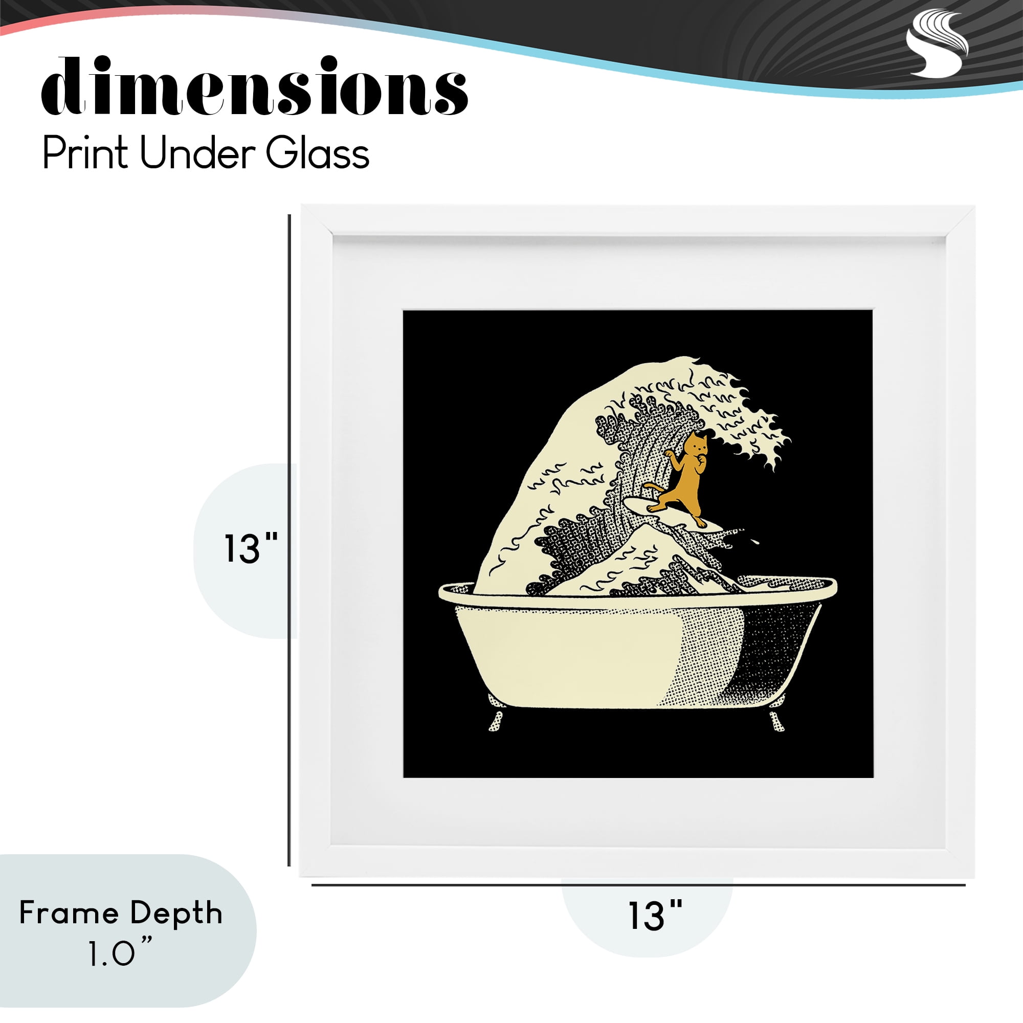 Stupell Industries Kanagawa Bathtub Cat White Framed Print Under Glass, design by Tobe Fonseca
