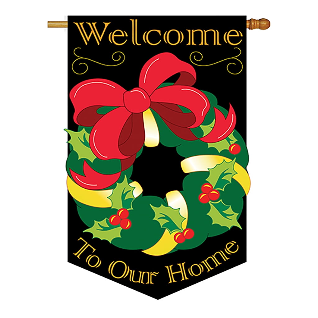 Christmas Reef Winter  Seasonal Applique Decorative Vertical House