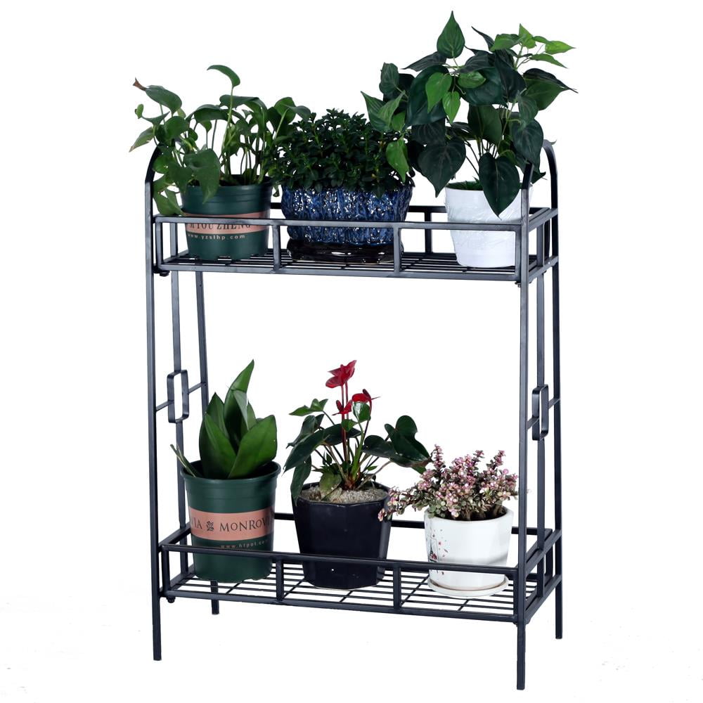 Zimtown 2 Tier Plant Stand Planter Rack Step Style Metal Plant Stand jpg