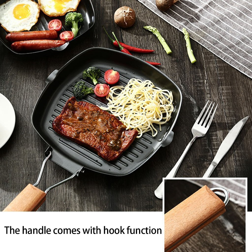 Large Nonstick Grilling Pans Foldable Dish Pans Steak Pans Refined Iron Texture Suitable for Stovetops Easy Cooking