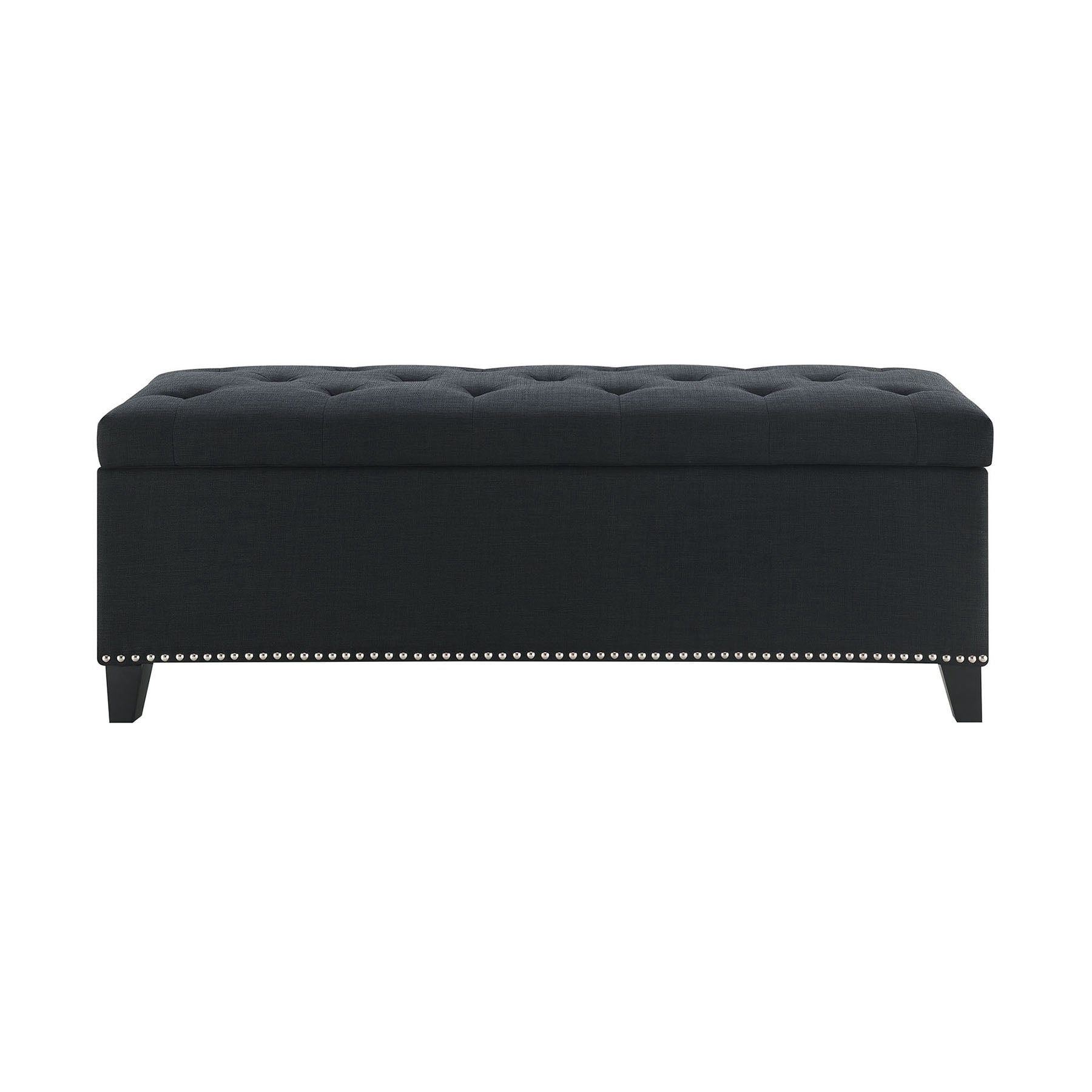 S-HOME Versatile 47.5-Inch Ottoman Storage Seat  with Safety Close Hinge, Teddy Upholstered Ottoman for Home Organization, Black