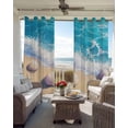 thumbnail image 4 of Coastal Beach Blackout Curtains, Light Blocking Print Window Curtains, Nautical Ocean Starfish Shells Sea Waves Thermal Insulated Window Drapes for Living Room Kitchen Cafe 2 Panels, 104"W x 52"L, 4 of 9