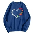 thumbnail image 5 of GPOECD Mode Femme Décontractée Couleur Unie Manches Longues Imprimé Lettre Col Rond Chandail en Molleton Sans Capuche Coupe Ample Chandail Confortable Bleu,P, 5 of 5