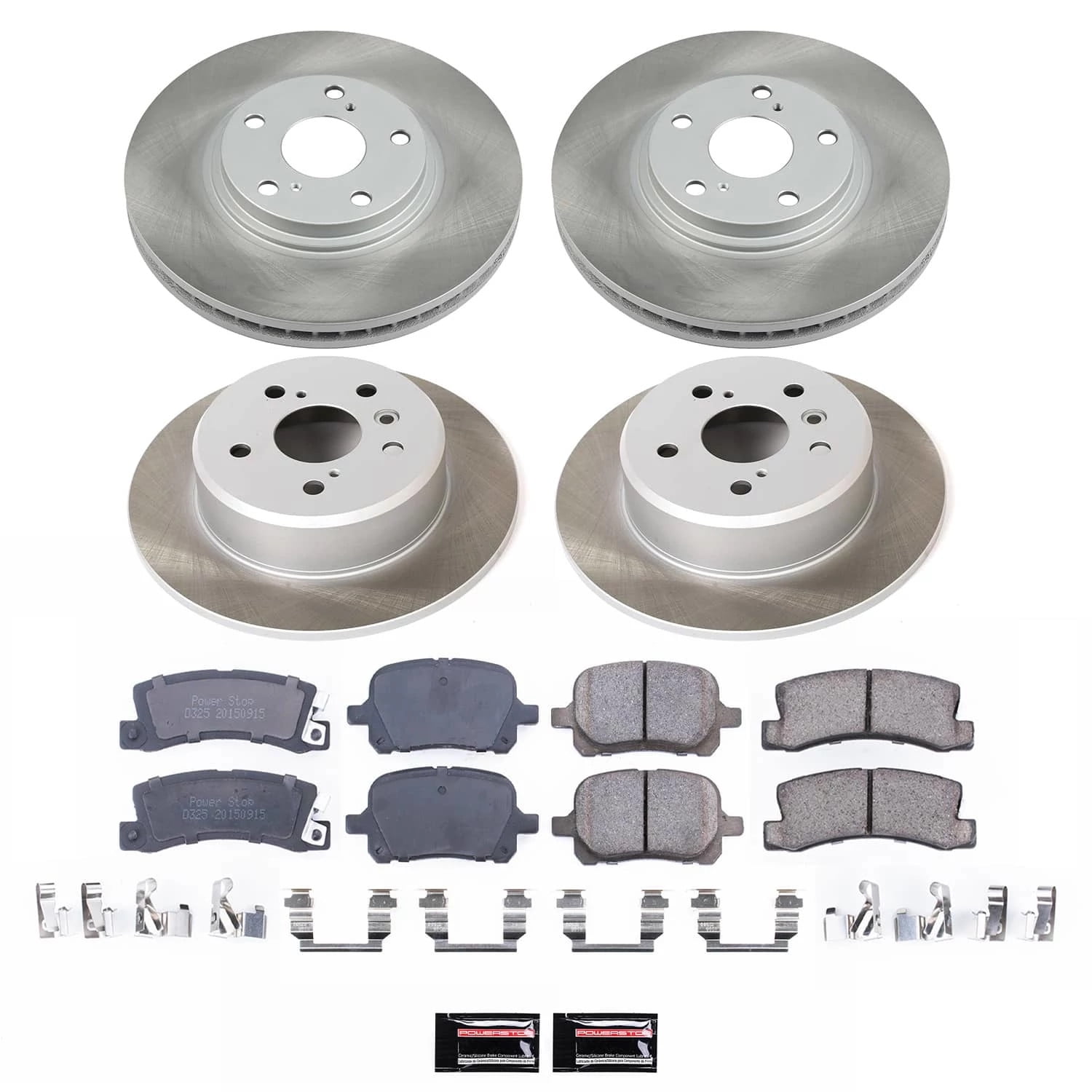 PowerStop Front and Rear Semi-Coated Rotor and Low-Dust Ceramic Brake Pad Kit SC2774