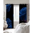 thumbnail image 4 of Blue Rose Kitchen Curtains Vintage Abstract Garden Flower Floral Black Cafe Short Curtains for Bathroom Blackout Window Curtain Grommet Small Window Treatment Drapes for Bedroom Living Room 52"x45"x2, 4 of 9