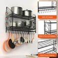 thumbnail image 6 of 35 Inch Pot Rack Wall Mounted, 2 Tier Pots and Pans Organizer with 20 Hooks and 6 Pot Lid Holders, Heavy Duty Steel Pot and Pan Hanger for Kitchen Cookware Utensils Storage 34.7" Lx13 Wx26.4 H, 6 of 7