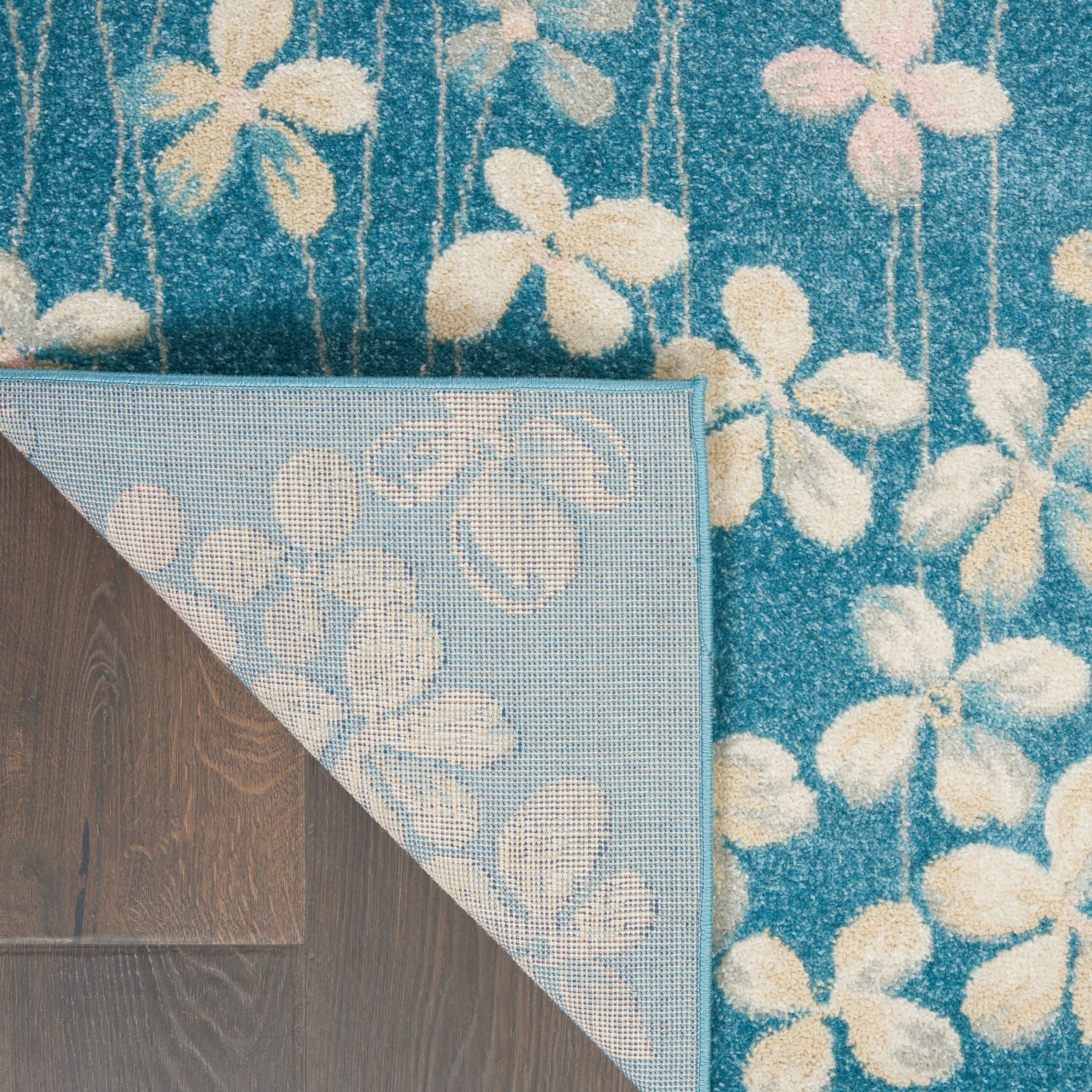 Desert Fields Contemporary Floral Turquoise 5'3" x 7'3" Area Rug, (5' x 7')
