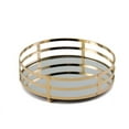 Efavormart Set of 2 Gold Metal Decorative Serving Trays Round Mirror